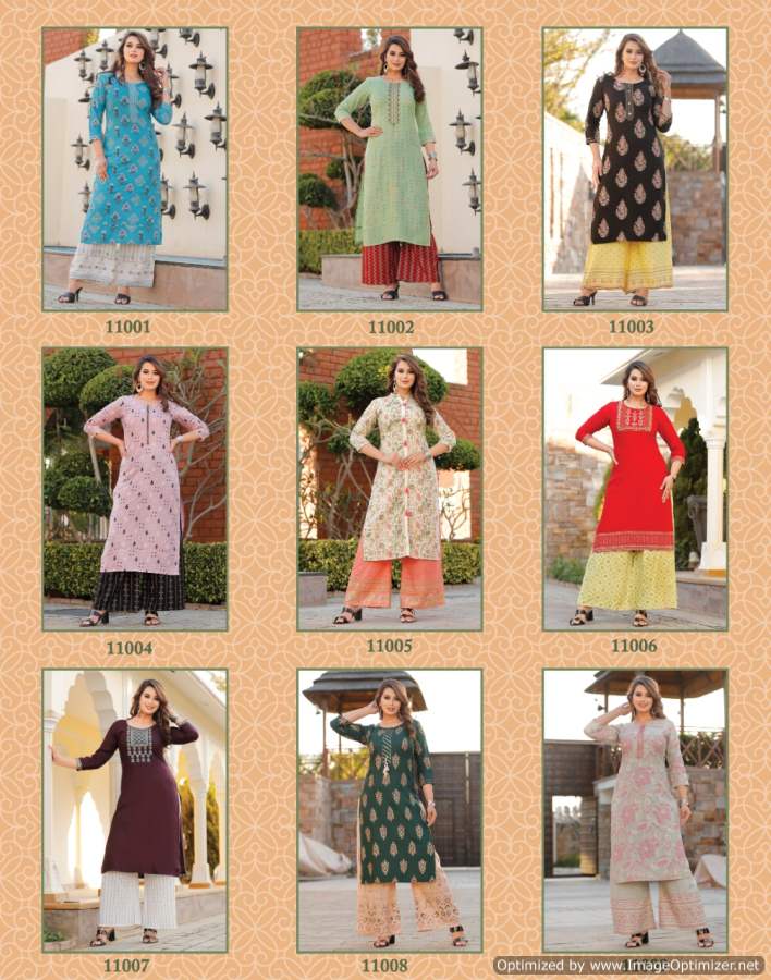 Bibas 11 Ethnic Wear Rayon Printed Kurti With Bottom Collection